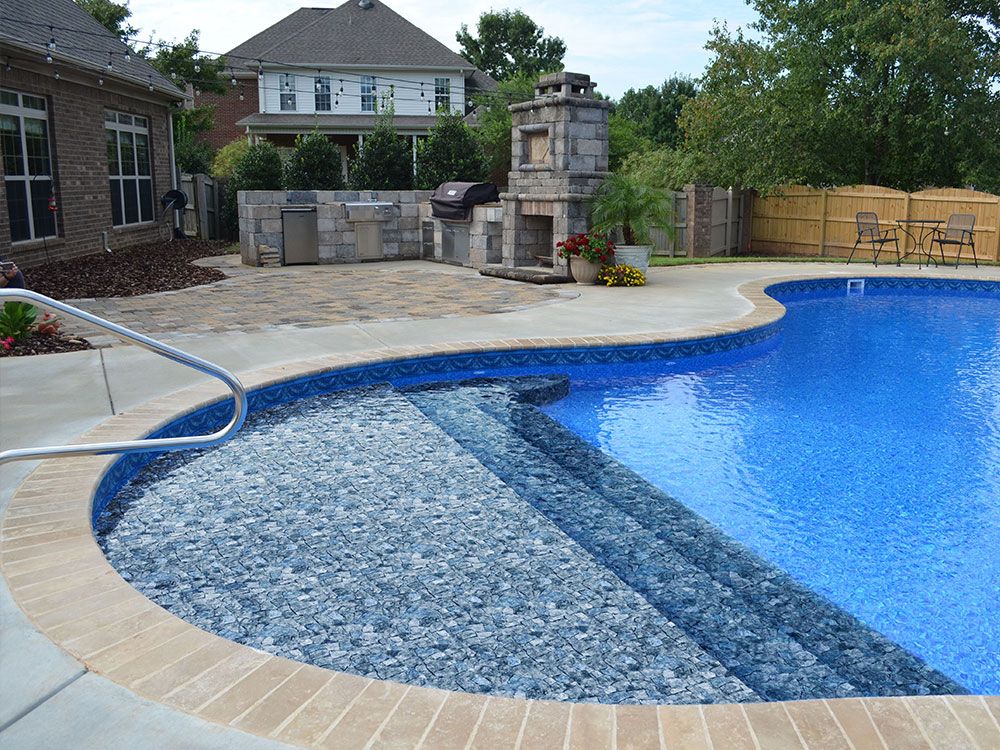 Gray Cobble Vinyl Liner Pattern 27 mil SureStep Textured Surface Vinyl Swimming  Pool Liner