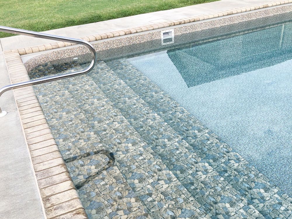 Tan Cobble Vinyl Liner Pattern 27 mil SureStep Textured Surface Vinyl Swimming  Pool Liner